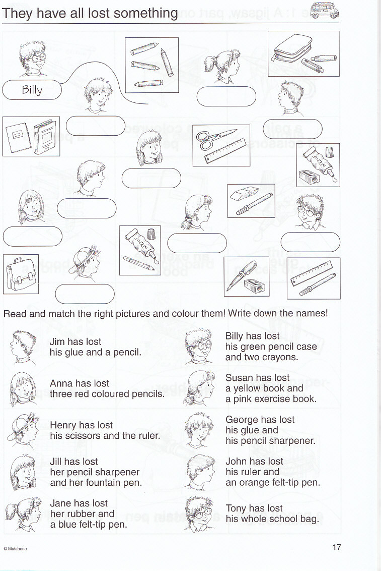 AJ - At school - Předlohy ke kopírování