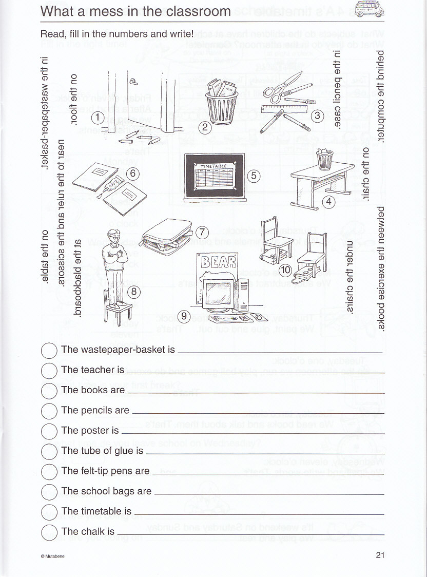 AJ - At school - Předlohy ke kopírování