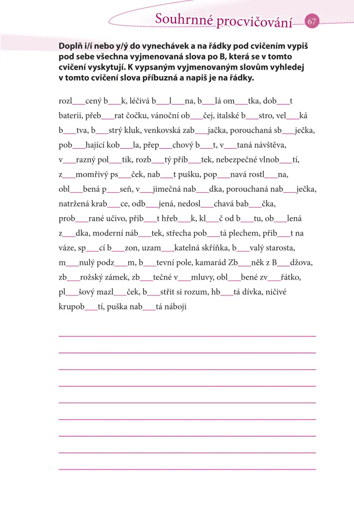 DESETIMINUTOVKY. Vyjmenovaná slova