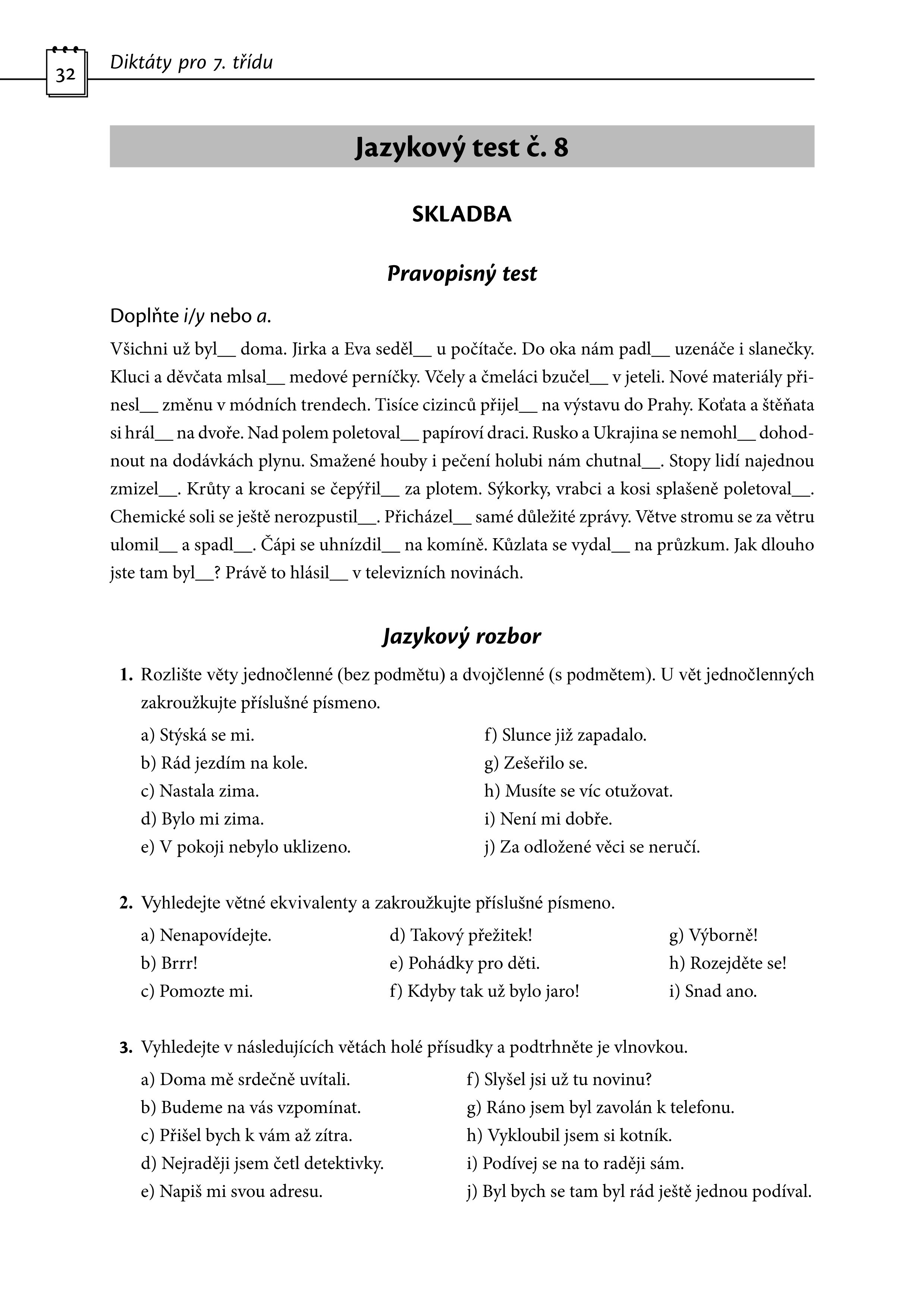 Diktáty a testy pro 7. třídu